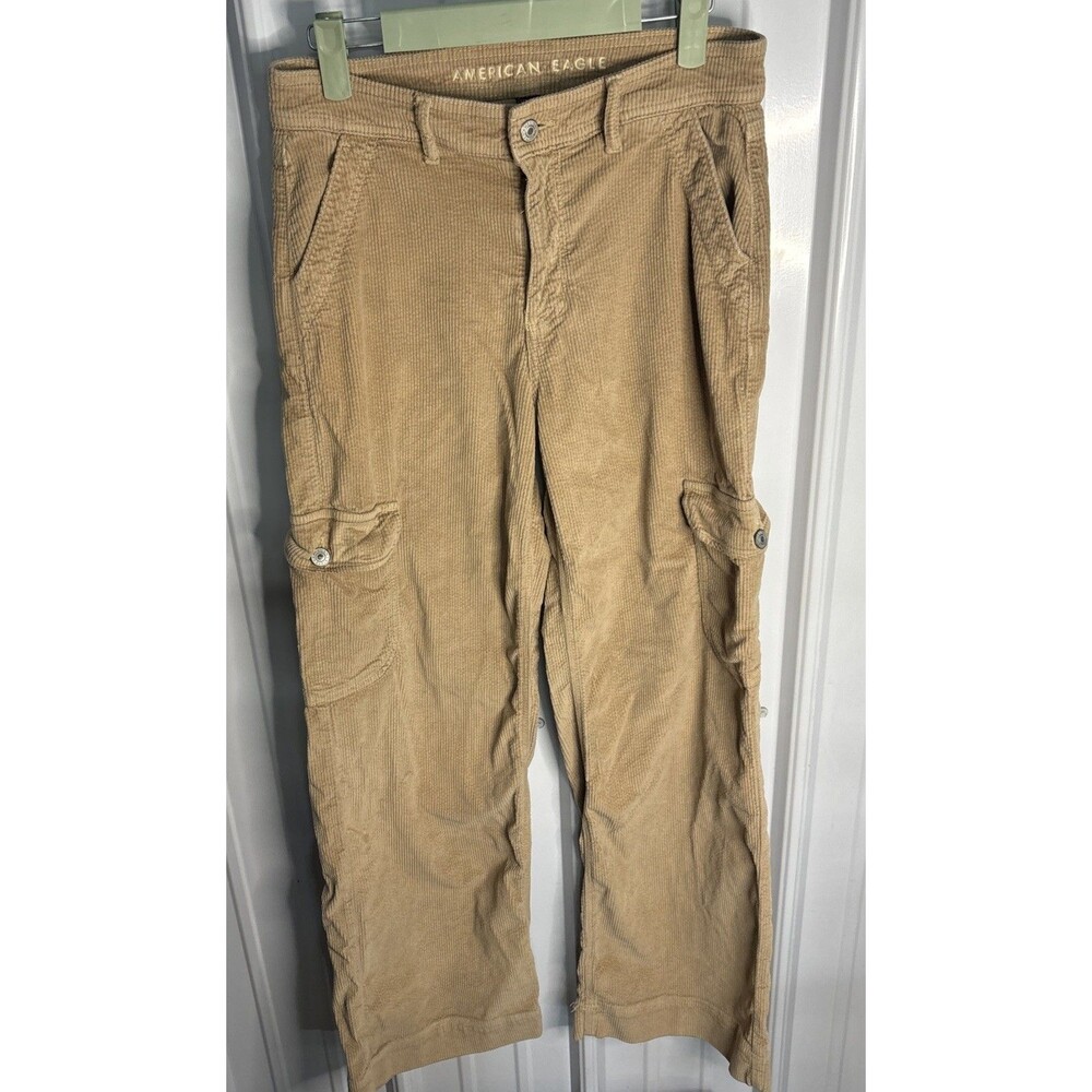 American Eagle Brown Corduroy Cargo Pants Size 4 NWOT